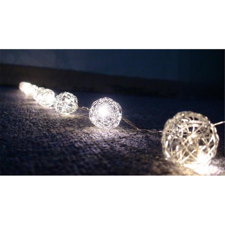 PERFECT HOLIDAY Perfect Holiday 600052 Battery Operated 10 LED Silver Wire Balls Light - Warm White 600052